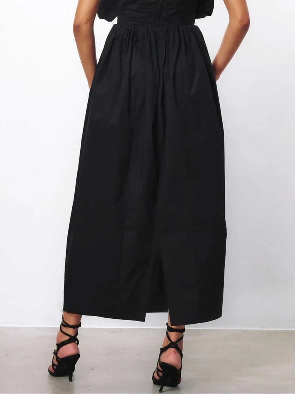 Mara Hoffman Gathered Black Billie Maxi Cocoon Skirt